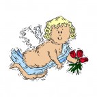Cherub holding red roses, decals stickers
