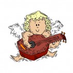 Cherub playing lute, decals stickers