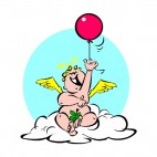 Cherub holding red balloon, decals stickers