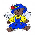 Angel teddy bear with blue and yellow dress, decals stickers