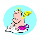 Cherub sitting on pot thinking, decals stickers