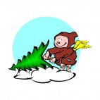 Cherub sitting on pine tree, decals stickers