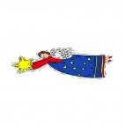 Angel with red and blue dress holding star, decals stickers