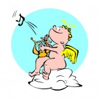 Cherub playing harp, decals stickers