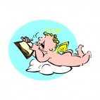 Cherub reading book, decals stickers