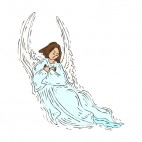 Angel with blue dress and arms crossed, decals stickers