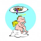 Cherub thinking of food, decals stickers