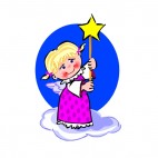 Angel with pink dress holding star stick, decals stickers