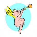 Cherub playing horn, decals stickers