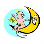 Cherub with moon laughing, decals stickers