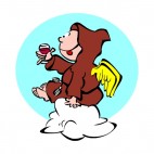 Cherub monk drinking, decals stickers