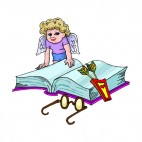 Cherub with book arrows and eyeglasses, decals stickers