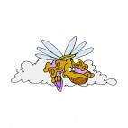 Dog angel on cloud looking down, decals stickers