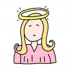 Angel with pink dress smiling, decals stickers