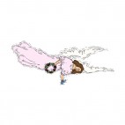Angel in pink dress with wreath and blue bird, decals stickers