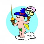Cherub musketeer with hat and sword, decals stickers