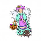 Angel with easter egg basket and bunny plush, decals stickers