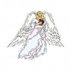 Angel holding red roses, decals stickers