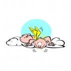 Cherub on cloud looking down, decals stickers