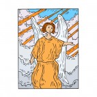 Angel with clouds and sunbeams painting, decals stickers