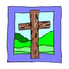 Wooden chistian cross, decals stickers