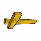 Wooden christian cross, decals stickers