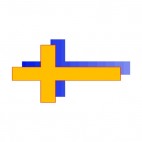 Yellow christian cross with blue shadow, decals stickers