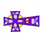 Purple and yellow celtic cross, decals stickers