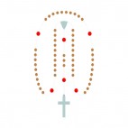 Brown and blue rosary, decals stickers