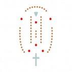 Brown and blue rosary, decals stickers