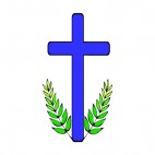 Blue cross with palm leaves, decals stickers
