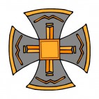 Gold and grey canterbury cross, decals stickers