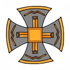 Gold and grey canterbury cross, decals stickers