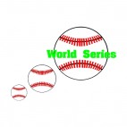 Baseball balls with green world series writing, decals stickers