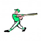 Baseball batter with green jersey swinging, decals stickers