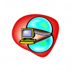Internet world computer with globe , decals stickers