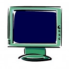 Green computer monitor, decals stickers