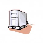 White computer tower, decals stickers