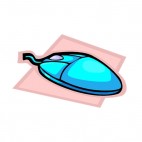 Blue wired mouse with scroller, decals stickers