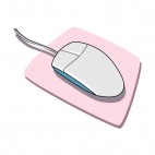 Wired mouse on pink mousepad, decals stickers