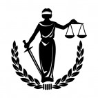 Law of justice women with knife and balance, decals stickers