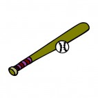 Baseball bat with purple shaft and ball, decals stickers