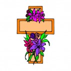 Cross with flowers banner, decals stickers