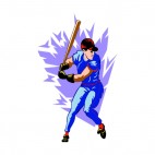 Baseball batter with blue jersey, decals stickers