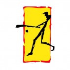 Baseball batter batting abstract painting, decals stickers