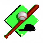 Baseball ball and hat  with bat and diamond field logo, decals stickers