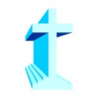 Blue 3D calvary cross, decals stickers