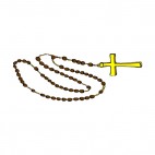 Brown and yellow rosary, decals stickers