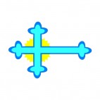 Blue budded cross with yellow circle, decals stickers