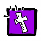 Cross with purple backround drawing, decals stickers